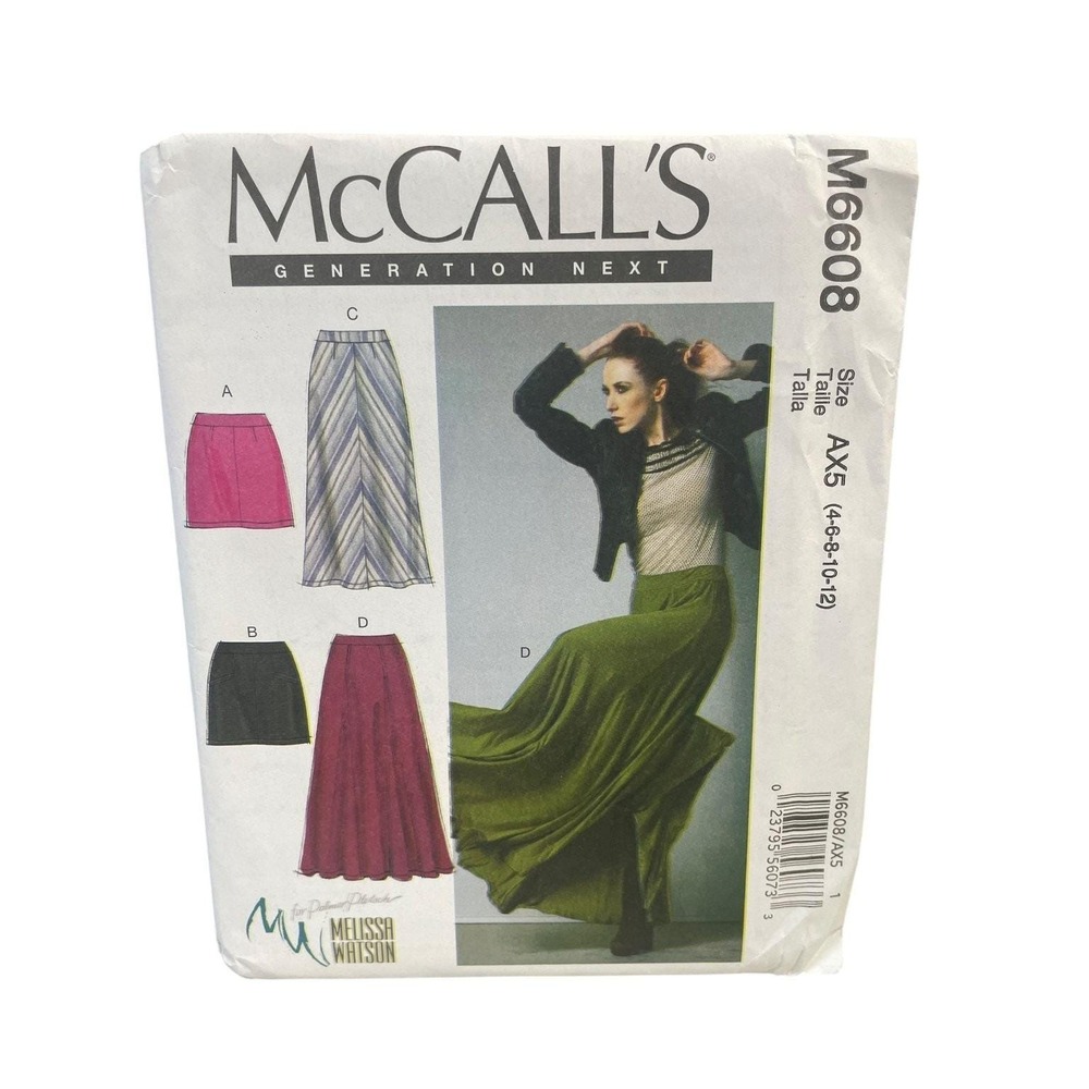 McCALL'S M6608 Misses‎ Skirts Sewing Pattern Size AX5 4-12 Modern